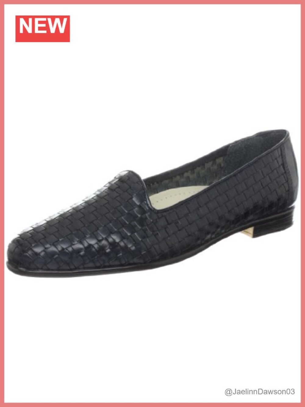 Woven Leather Slip-On Loafer with Block Heel - Women's Comfort Shoes